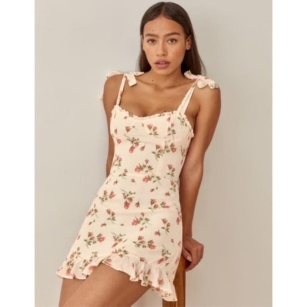Reformation Christine dress in white floral florence